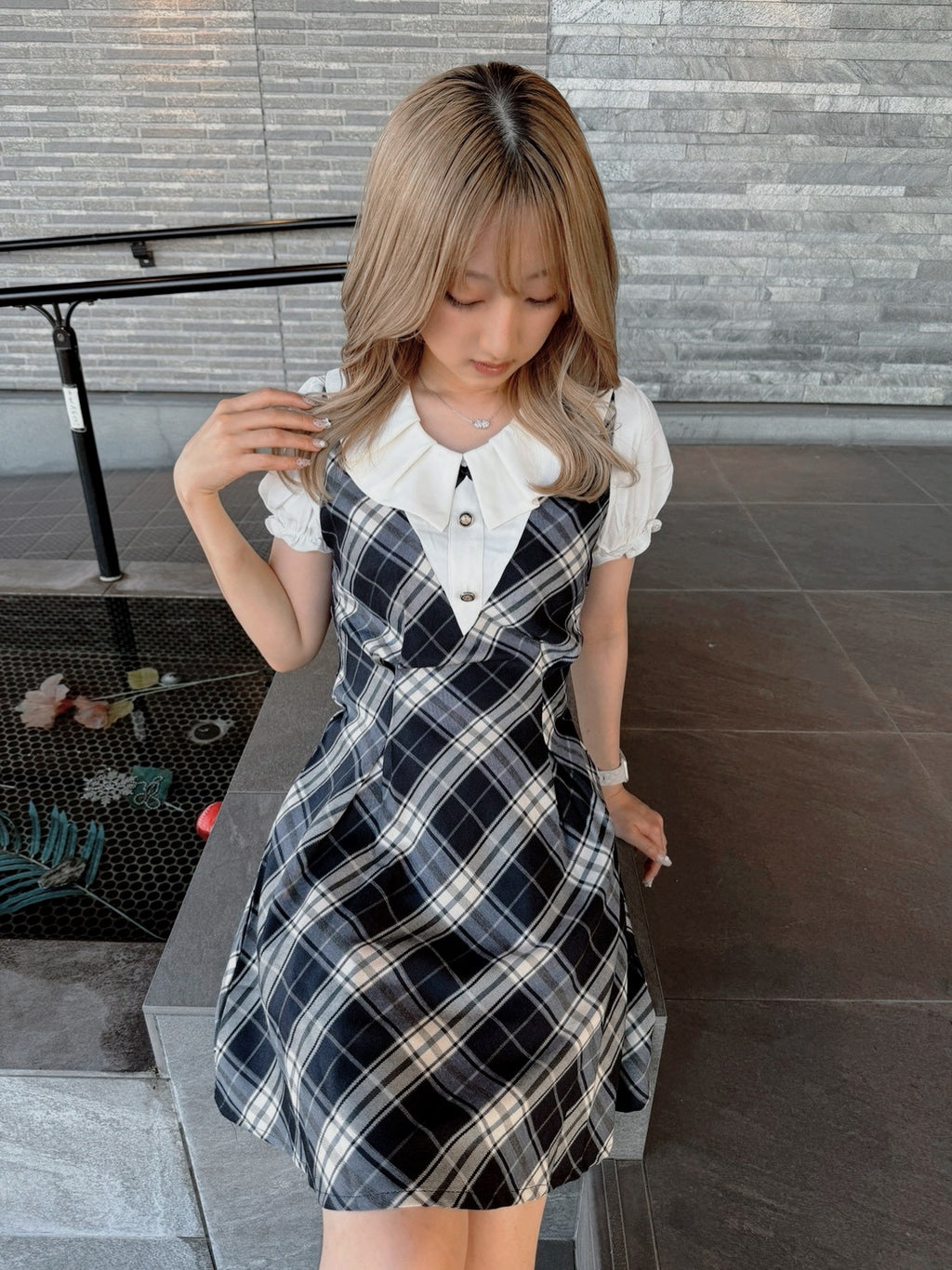 ガーリーチェックワンピース