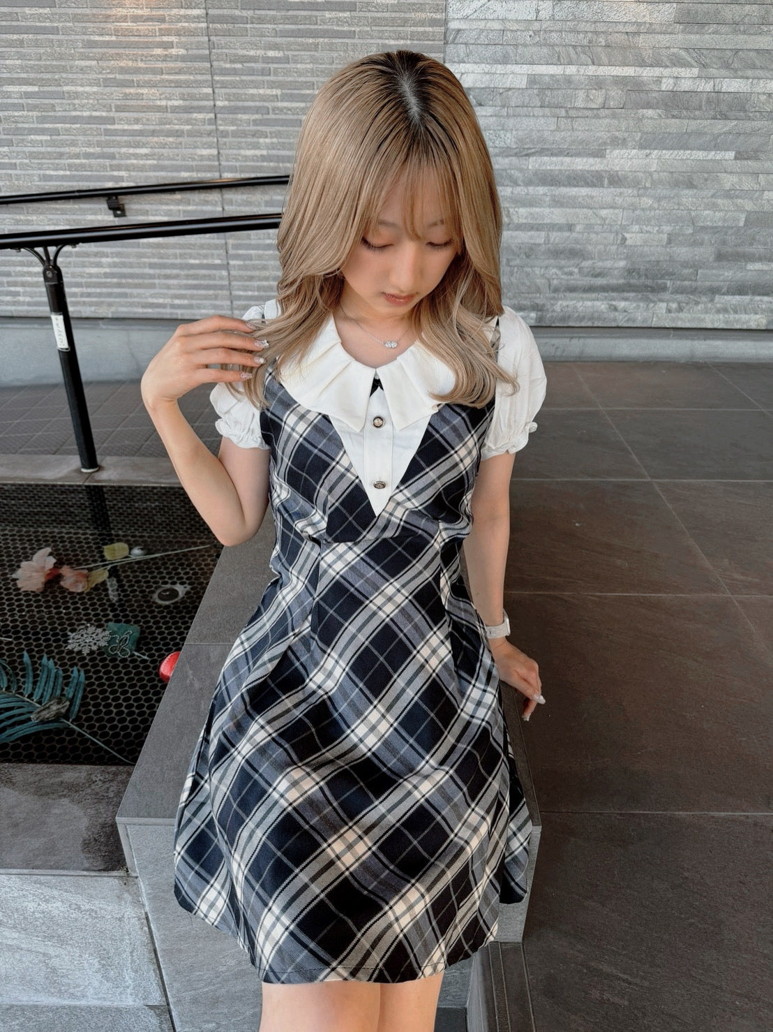 ガーリーチェックワンピース