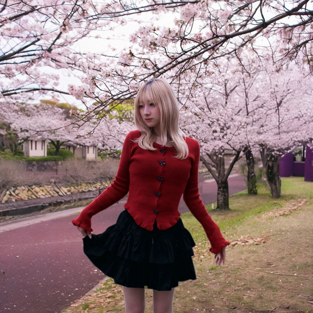 美シルエットリボンカーディガン
