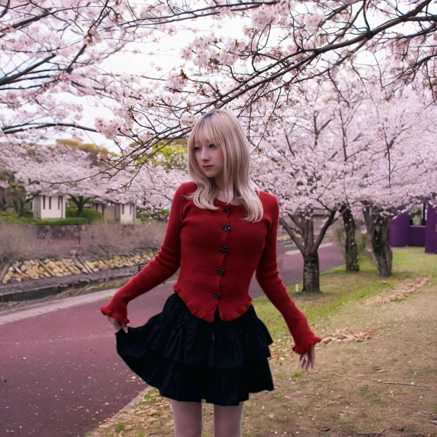 美シルエットリボンカーディガン