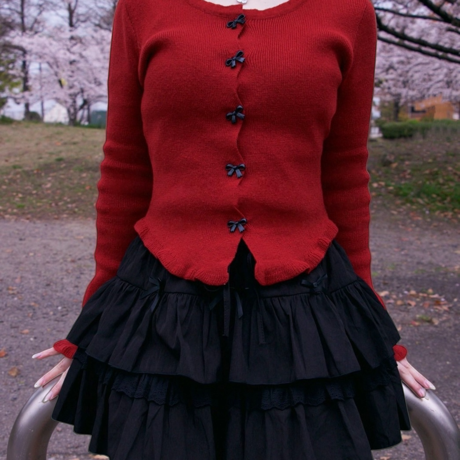 美シルエットリボンカーディガン